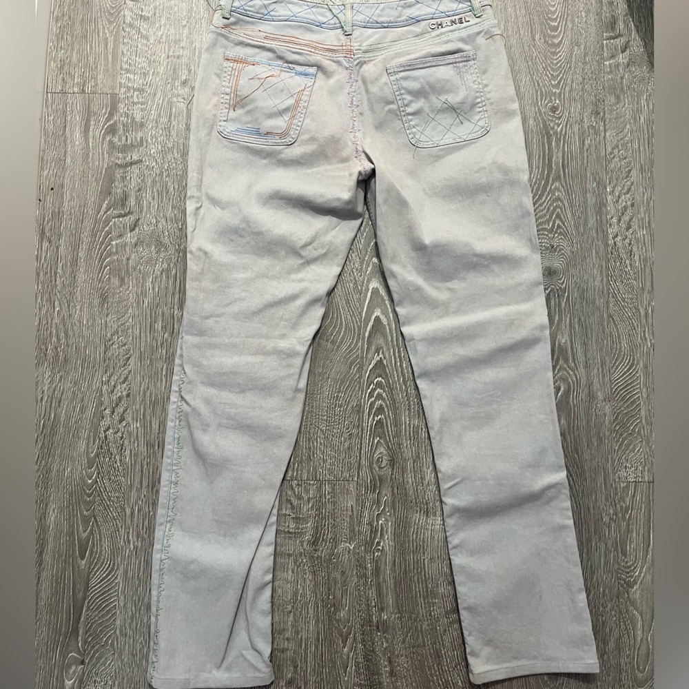 CHANEL Multicolor Embroidered Denim Jeans, Size 44 (Women) P40487V29445 - Picture 6 of 14